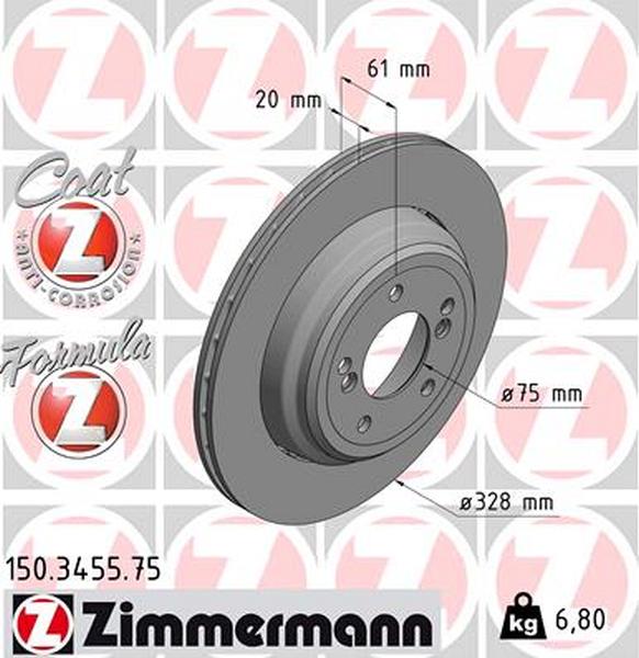 Zimmermann remschijf Formula Z achteras links E39 M5